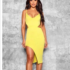 Cut out thigh split mini dress